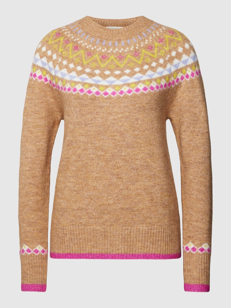 Strickpullover mit Allover-Muster in camel
