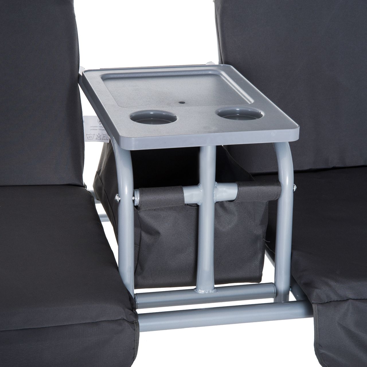 Outsunny Hollywoodschaukel Gartenschaukel 2-Sitzer mit Sonnendach Beige/Grau