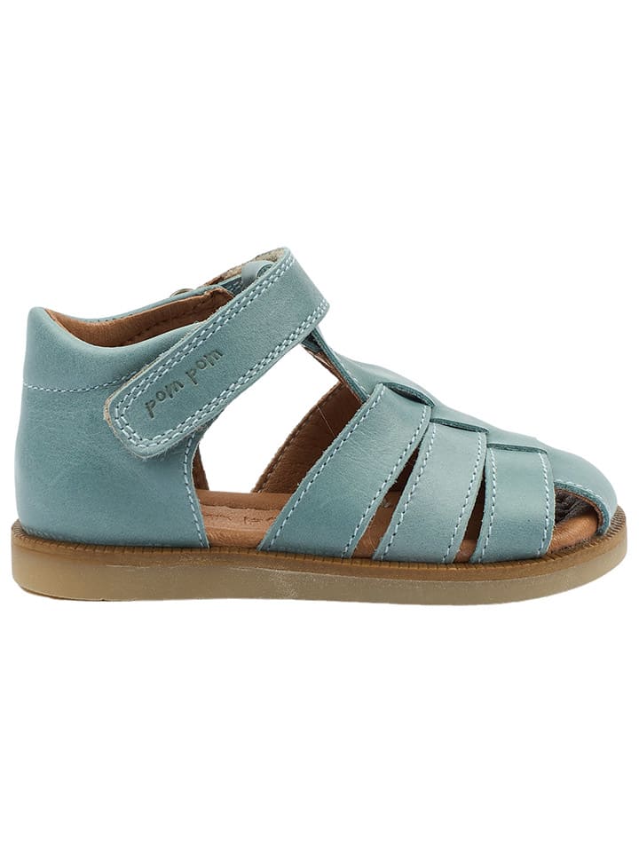 POM POM Leder-Halbsandalen in Blau günstig kaufen