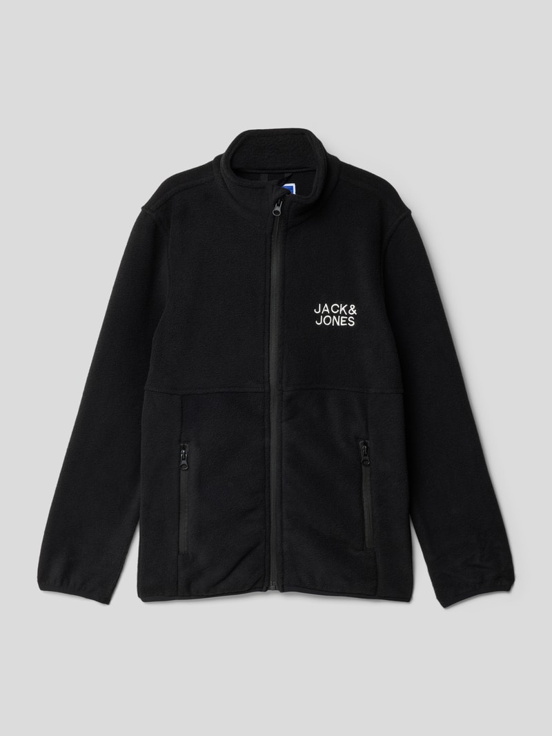 Fleecejacke mit Label-Stitching Modell 'FLAME' in schwarz