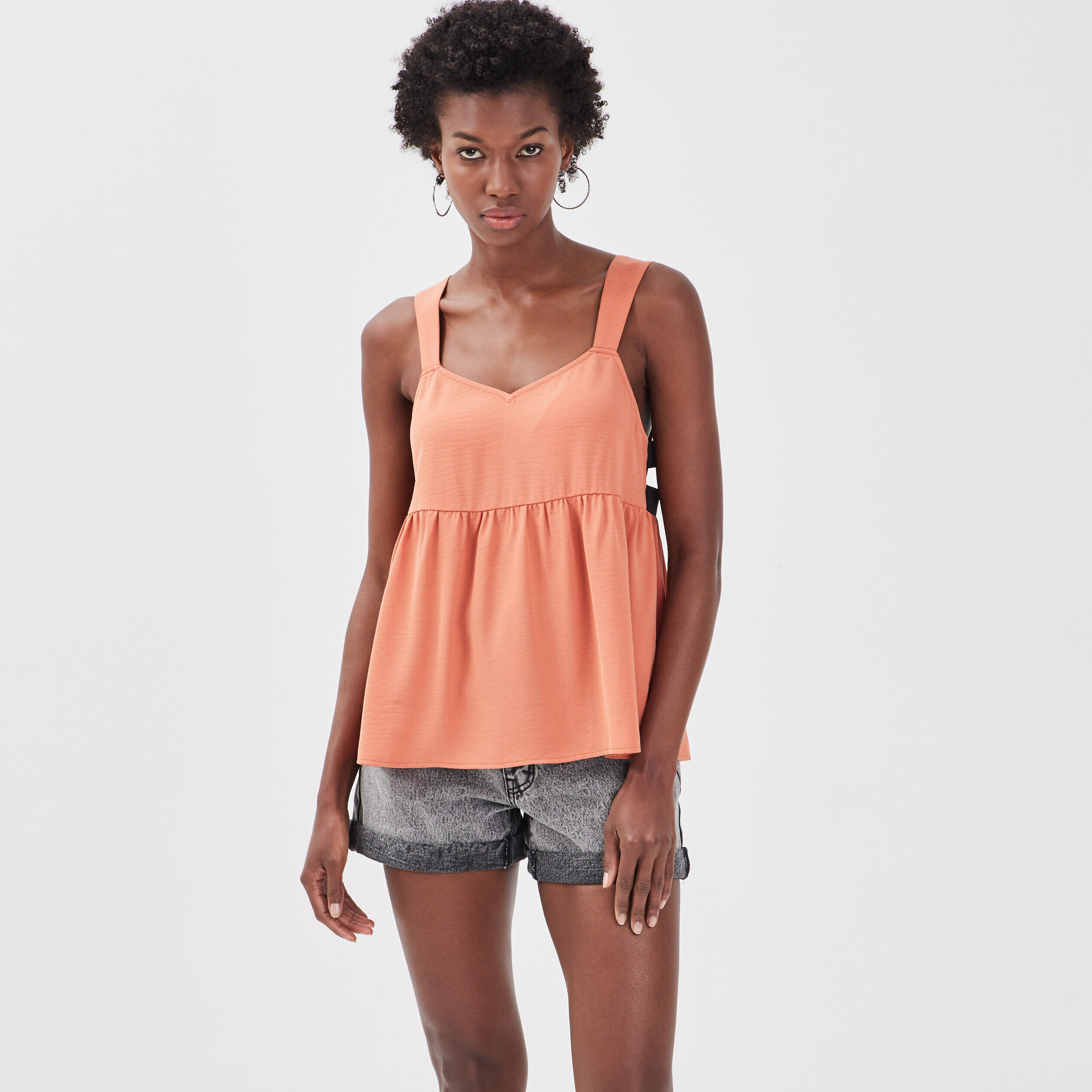 Blouse bretelles larges terracotta femme | Cache Cache