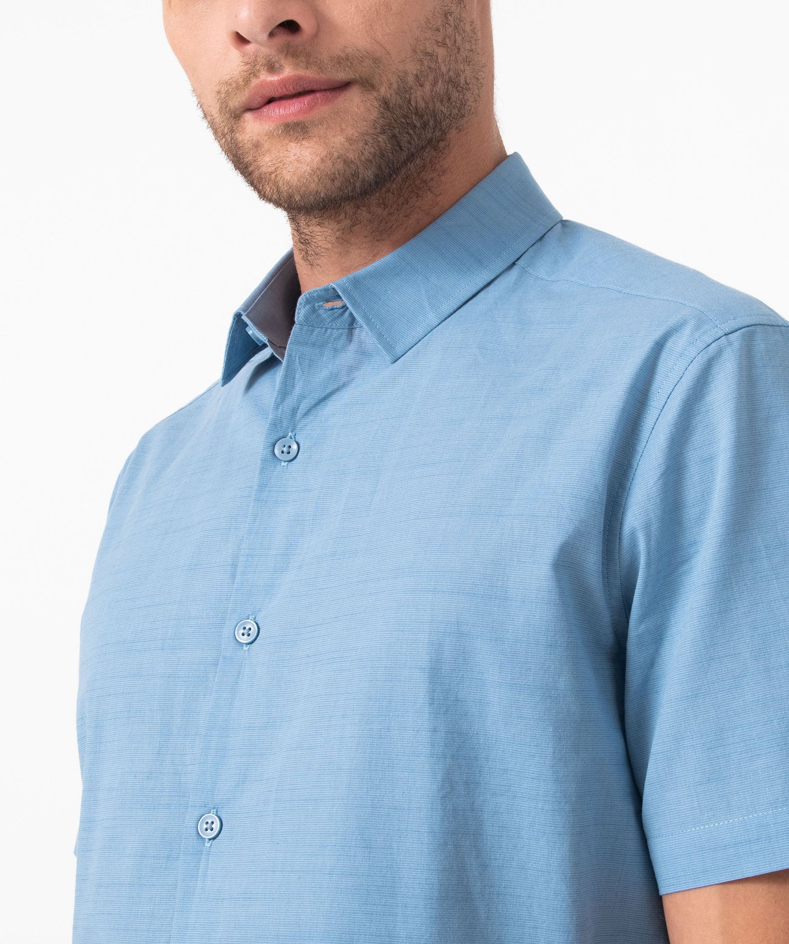 Chemise à manches courtes en coton léger homme bleu | GEMO