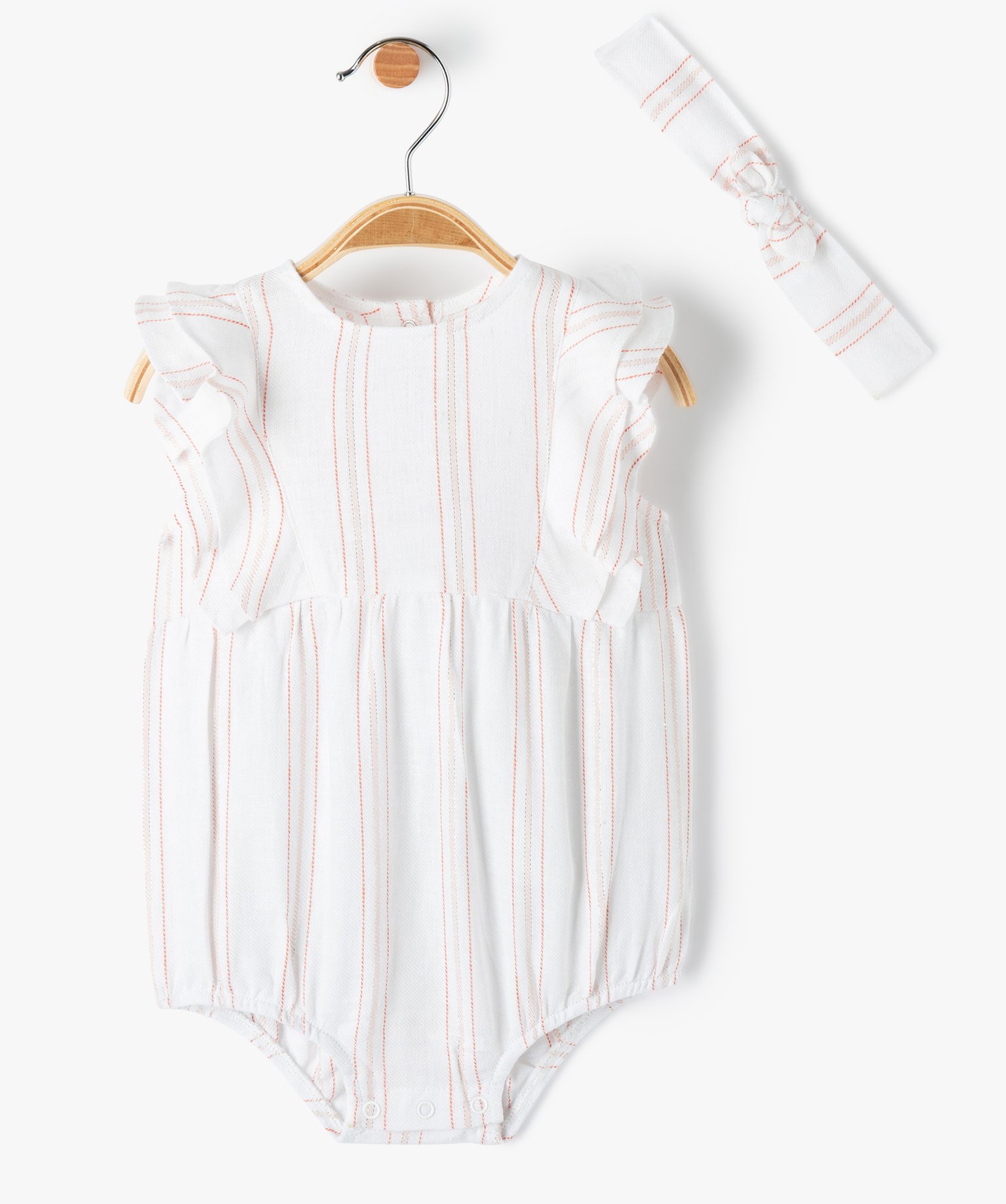 Ensemble bébé fille 2 pièces : combishort et bandeau à c... rose | GEMO