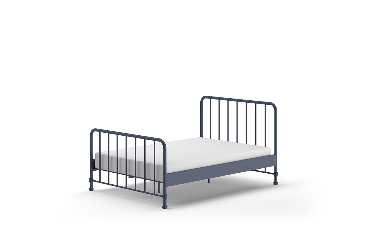 VIPACK Jugendbett BRONXX mit Liegefläche 140 xx 200 cm, Ausf. Metall Denim Blau matt