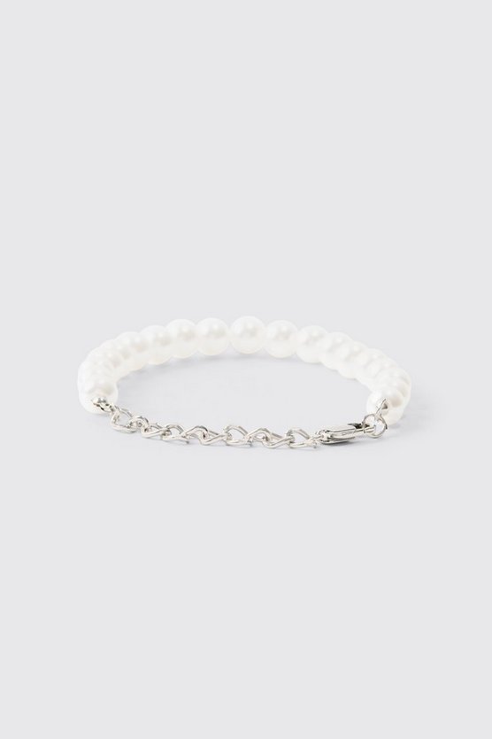 Silbernes Metall-Armband mit Perlen