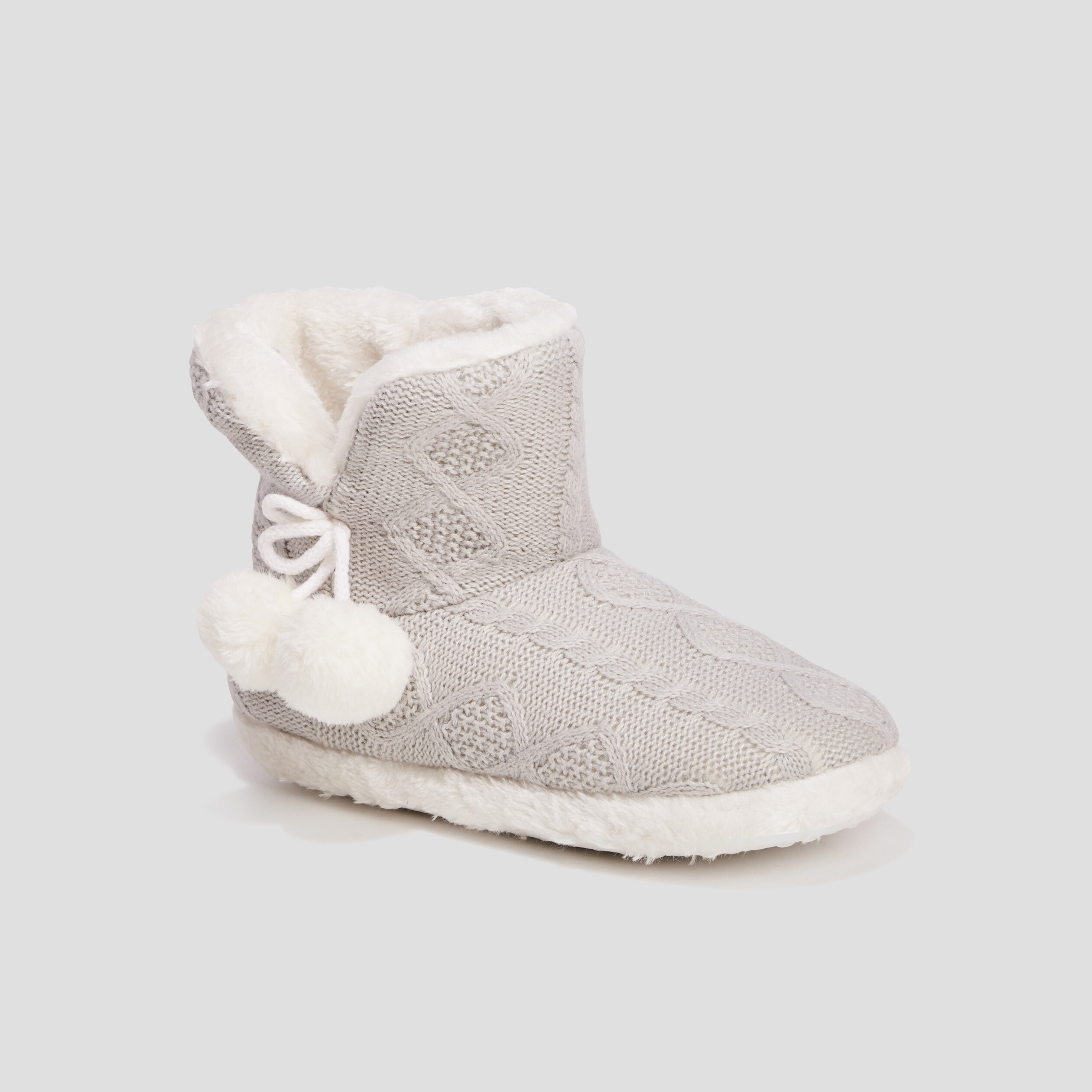 Chaussons bottines fourrées gris femme | La Halle