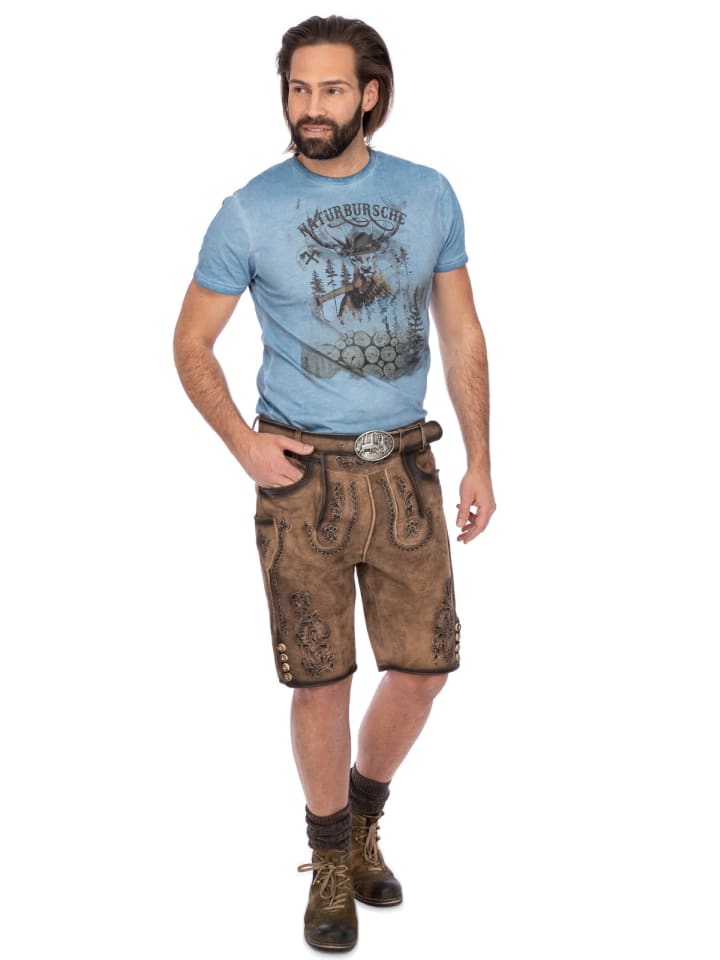Gwandler Lederhose MARIUS-gespeckt in dunkelbraun günstig kaufen