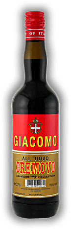 Giacomo Cremovo All'Uovo Giacomo Cremovo All'Uovo Aromatisierter Wein mit Ei aus Italien. 0,75	 Liter - Vol 15%