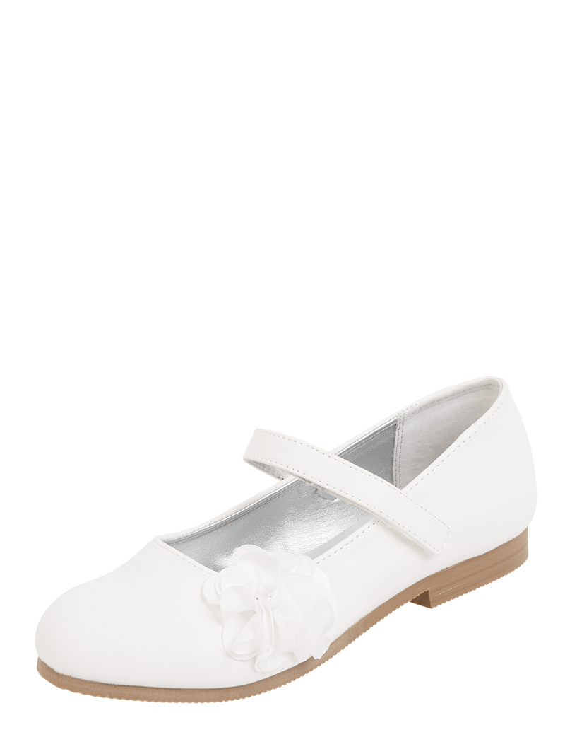 Ballerinas mit Blüten-Applikation in ecru