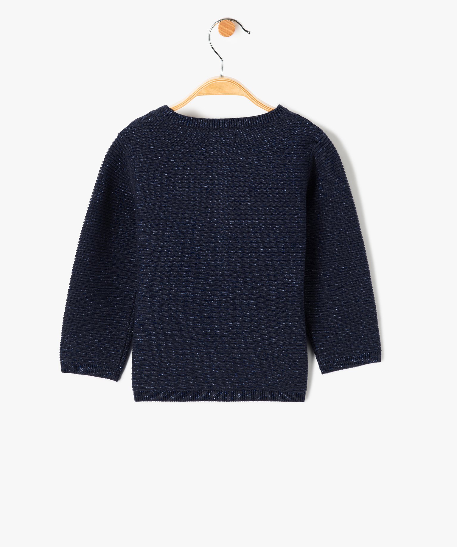 Gilet bébé fille à col rond en maille pailletée marine | GEMO