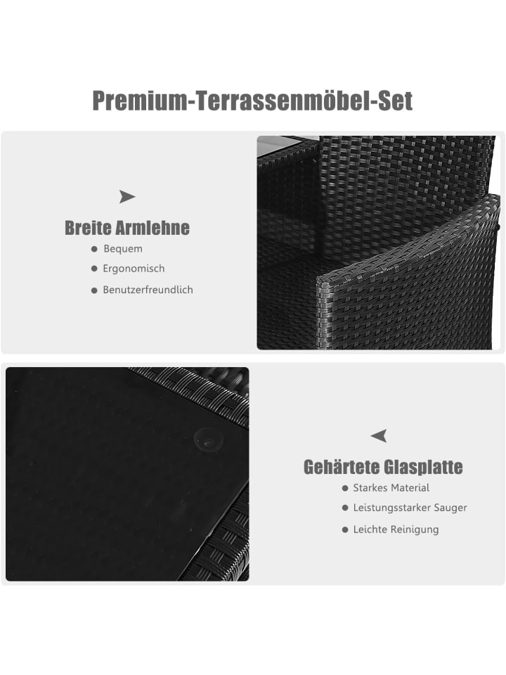 COSTWAY 2-Sitzer Gartenbank Set mit Tisch & Kissen in Weiß günstig kaufen onesize