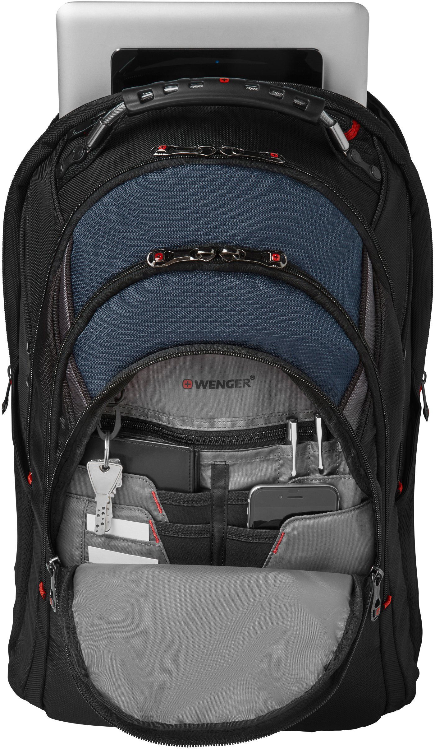 Wenger Laptoprucksack Ibex, schwarz/blau, für Laptops bis 17 Zoll
