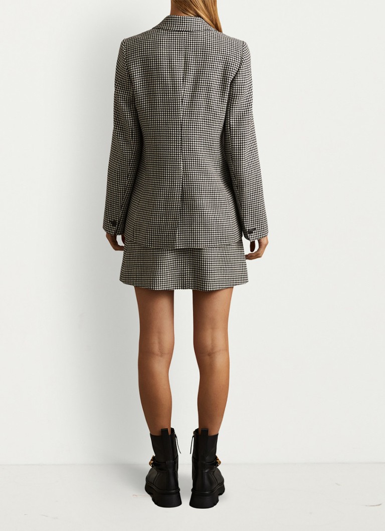 Blazer de lã Reiss Drew com abotoamento duplo e estampa pied-de-poule.