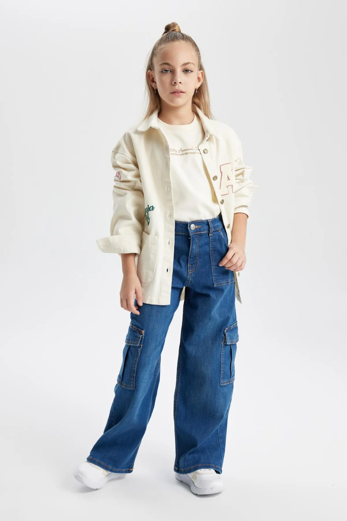DeFacto  Cargo-Jeanshose mit weitem Bein für Mädchen