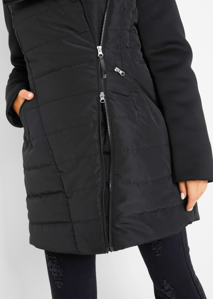 Jacke mit breitem Kragen und Kapuze