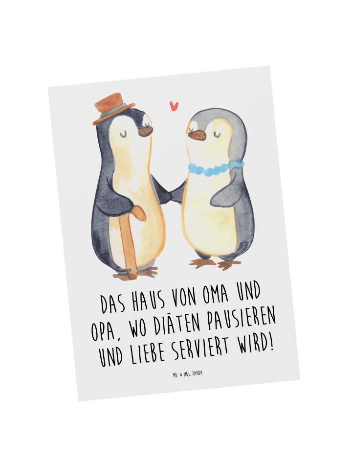 Mr. & Mrs. Panda Postkarte Großelternliebe mit Spruch in Weiß günstig kaufen onesize