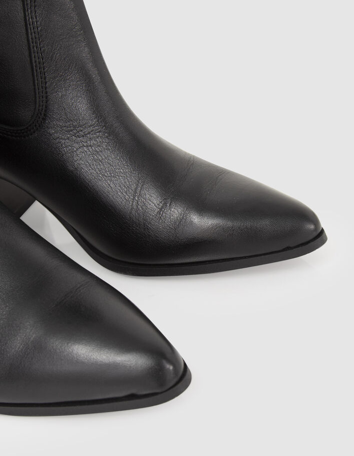 Bottes noires cuir velours esprit santiag Femme