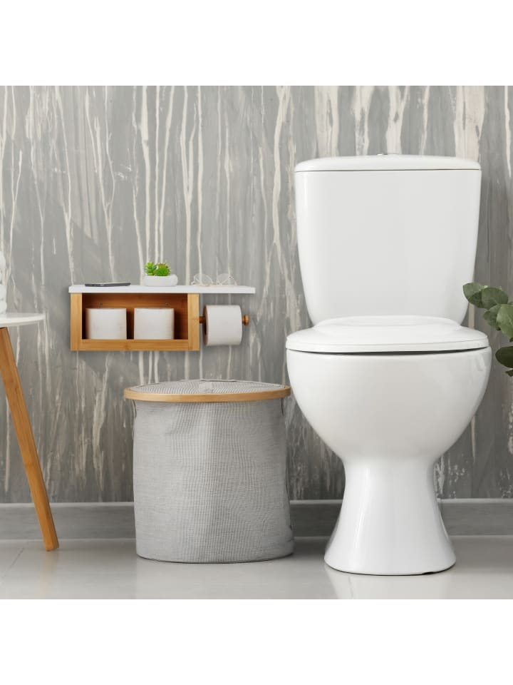 relaxdays Toilettenpapierhalter in Natur/ Weiß günstig kaufen onesize