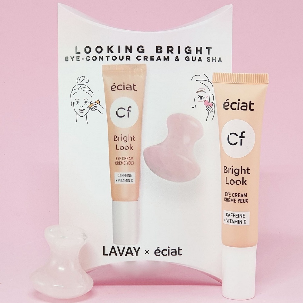 Lavay Paris LOOKING BRIGHT Kit. Gua Sha + CRÈME CONTOUR DES YEUX Accessoire de Massage & crème