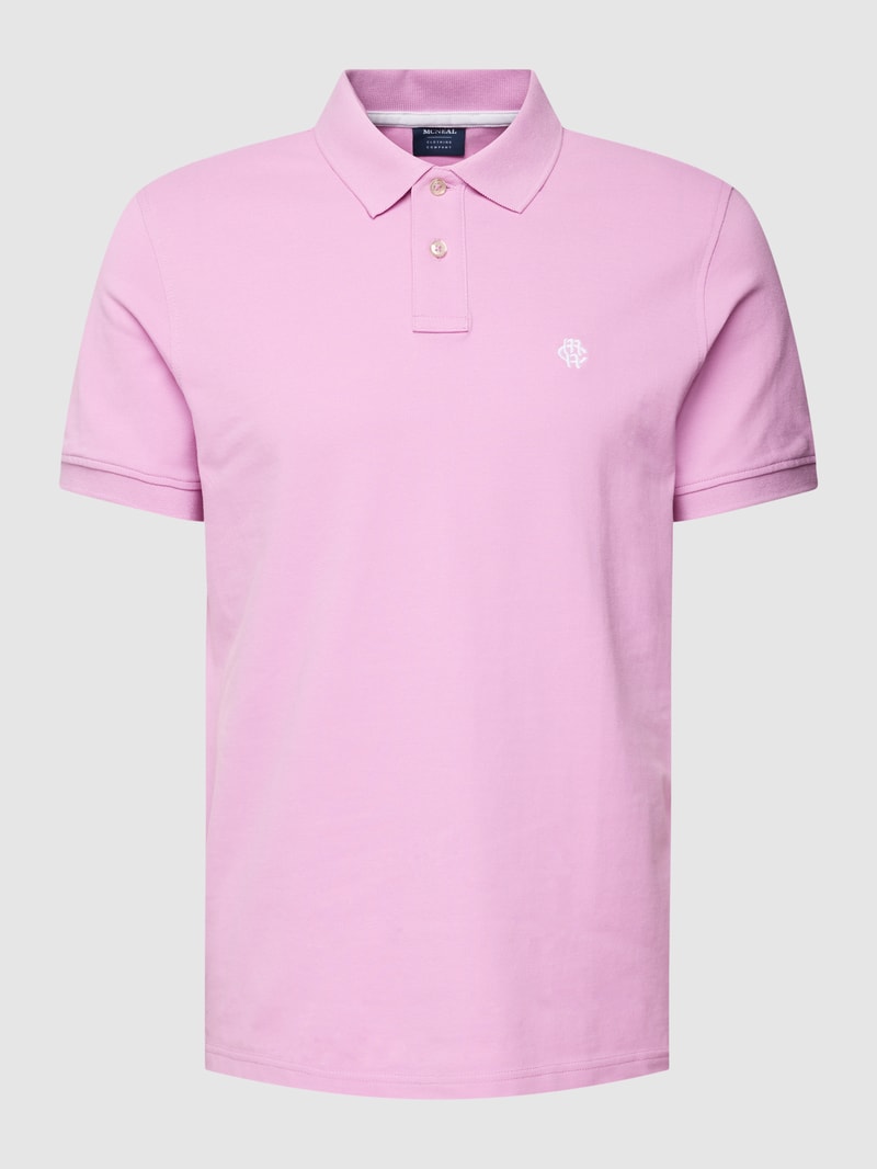 Poloshirt mit Logo-Stitching in rosa
