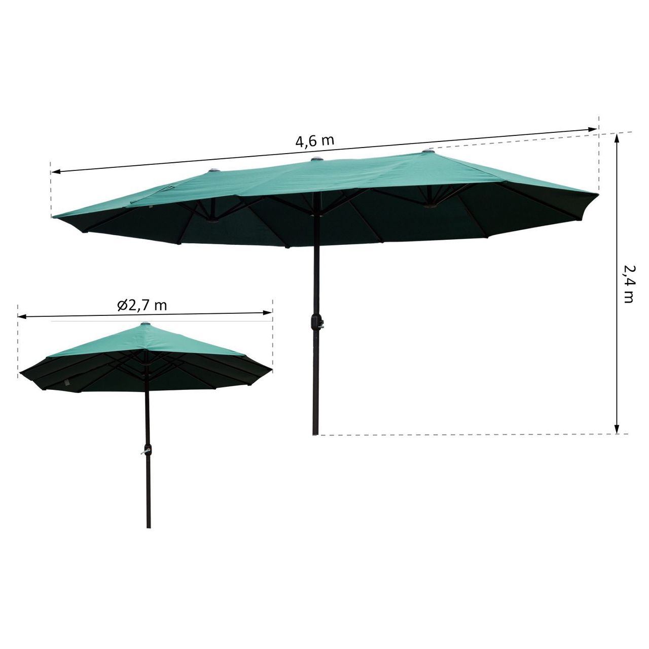 Outsunny Doppelsonnenschirm Gartenschirm 460x270cm