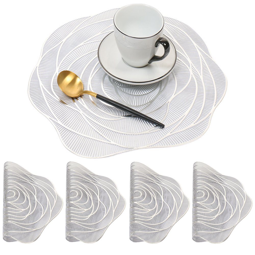 ZAXSD Tischsitz Tischsets,4er PVC Platzsets, Abwaschbar Tischsets, Hitzebeständig und rutschfest Tischsets, 38 cm