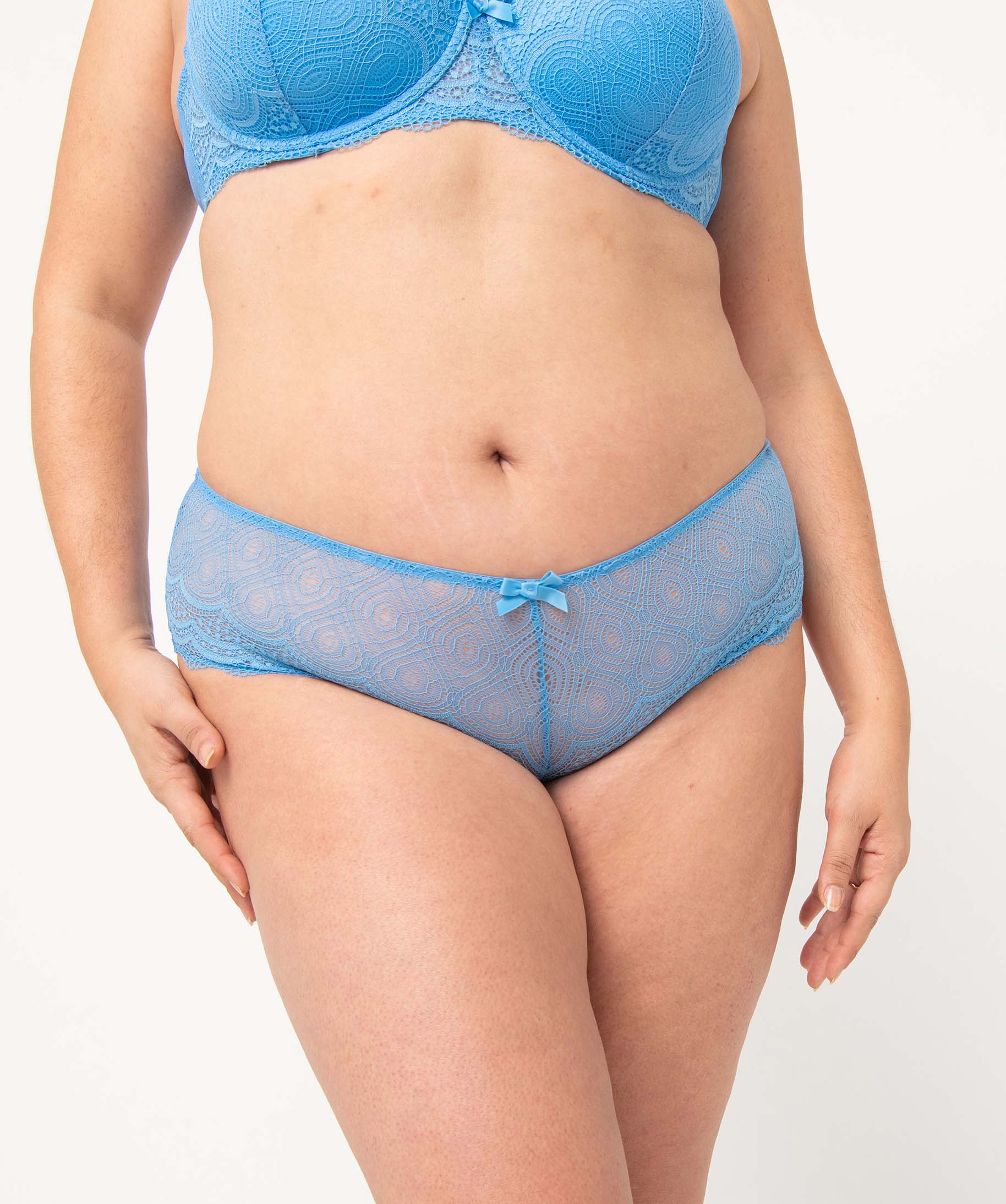Shorty en dentelle et tulle femme grande taille bleu | GEMO