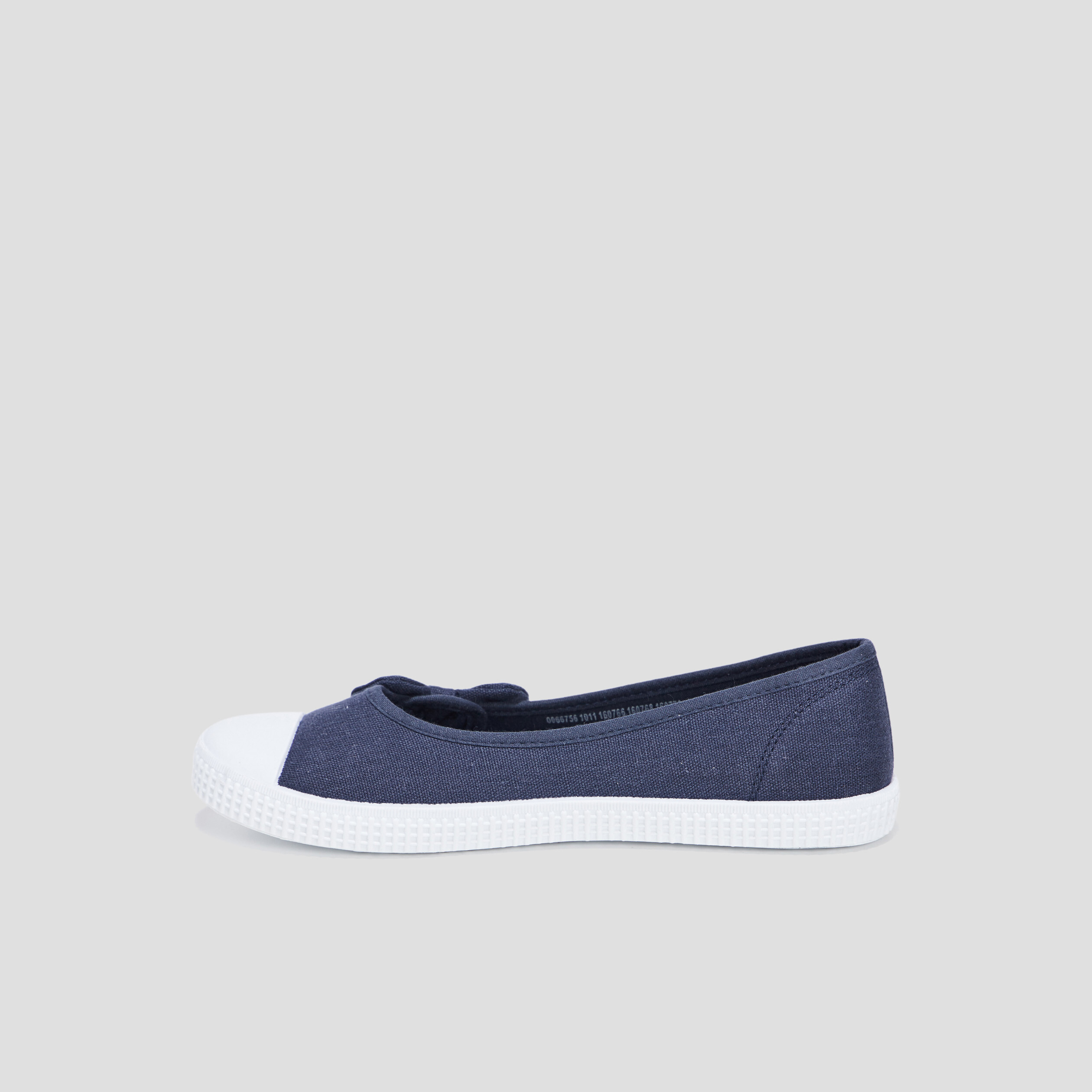Ballerines en toile avec noeuds bleu marine femme | La Halle