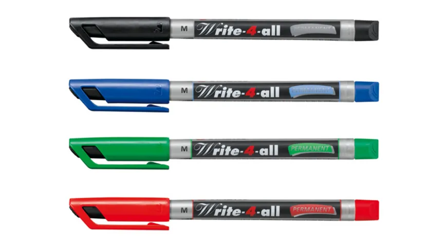 STABILO® Permanent-Marker - STABILO Write-4-all - medium - 4er Pack - blau, rot, grün, schwarz sortiert
