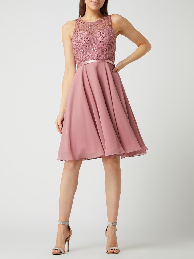 Cocktailkleid mit Strasssteinbesatz in mauve
