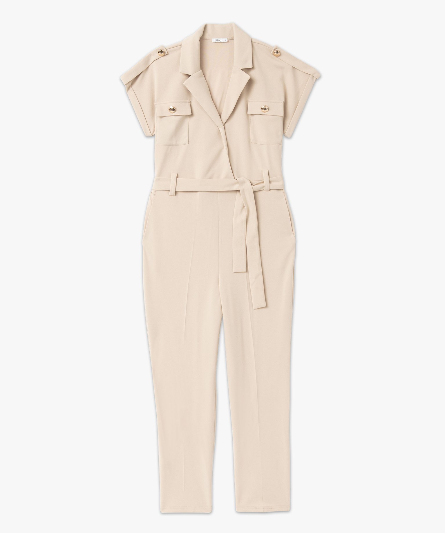 Combinaison pantalon à manches courtes esprit saharienne femme beige | GEMO