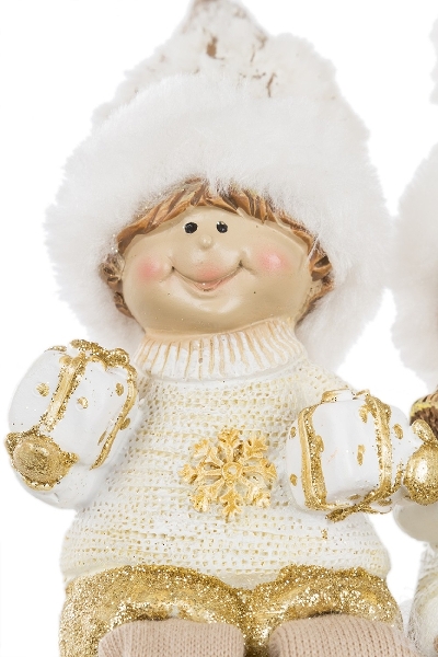 MyFlair Winterkinder mit Wollmütze, Kantensitzer, 2er Set