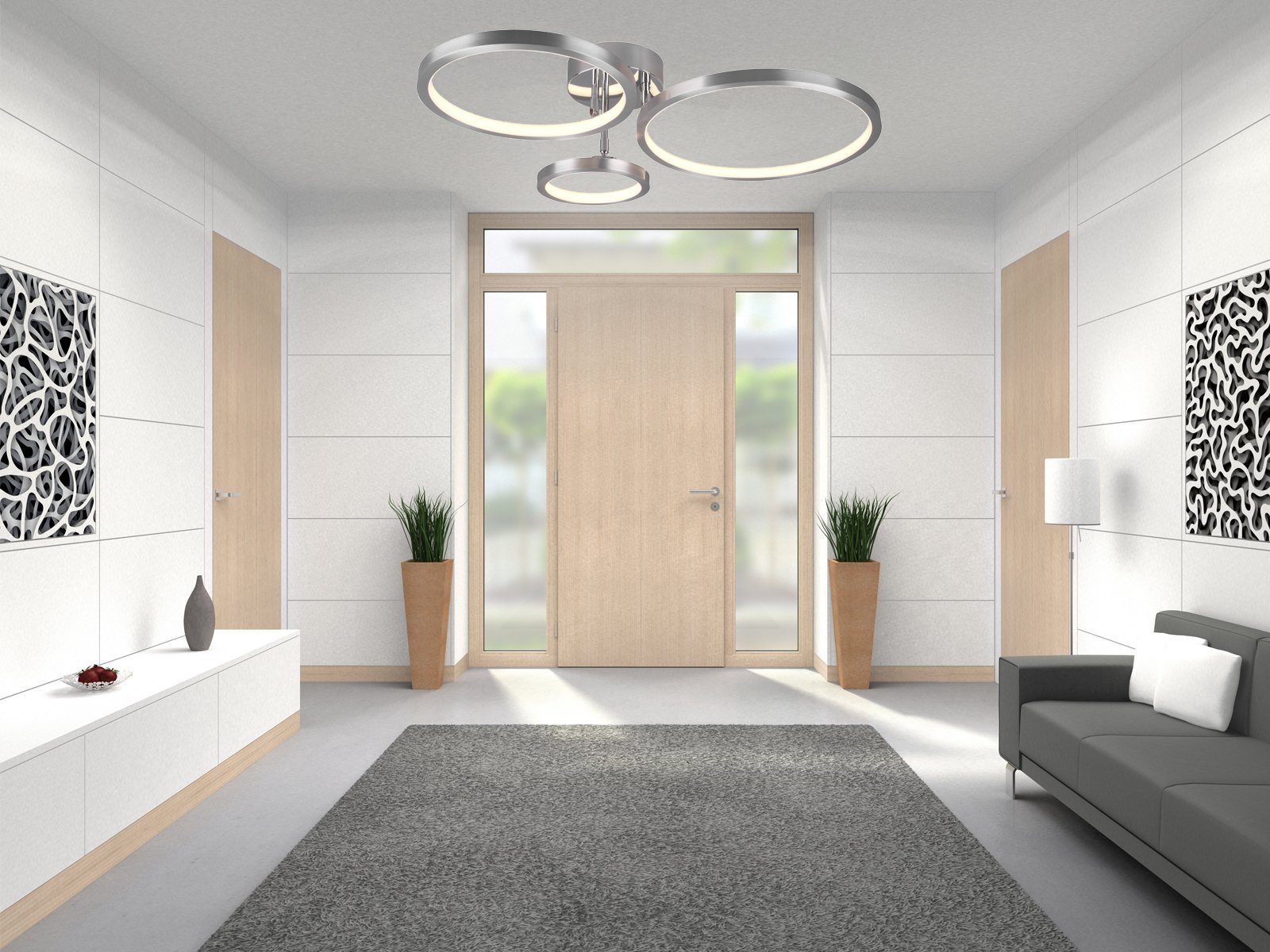 meineWunschleuchte LED Deckenleuchte, Dimmer, LED fest integriert, Warmweiß, Ringe schwenkbar, coole Designer Lampen Jugendzimmer, B. 71cm, Silber