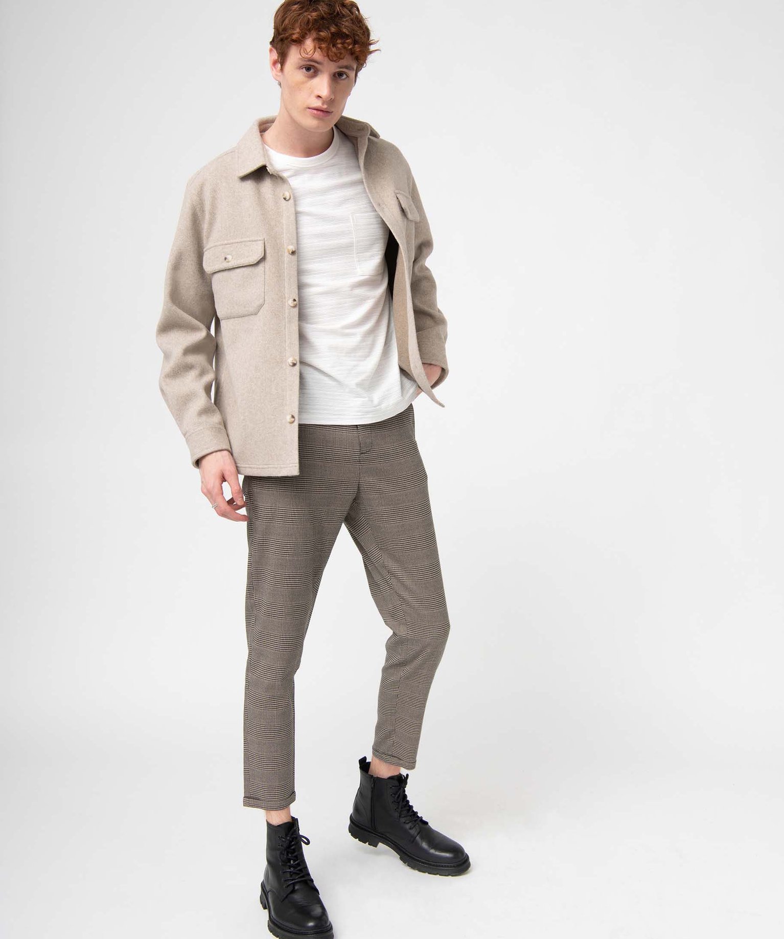 Pantalon chino homme imprimé pied de poule carreaux | GEMO