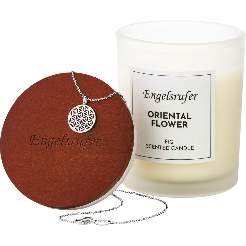 Engelsrufer Bougies parfumées Bougie-bijou Oriental Flower avec chaîne Fleur de vie Bougie