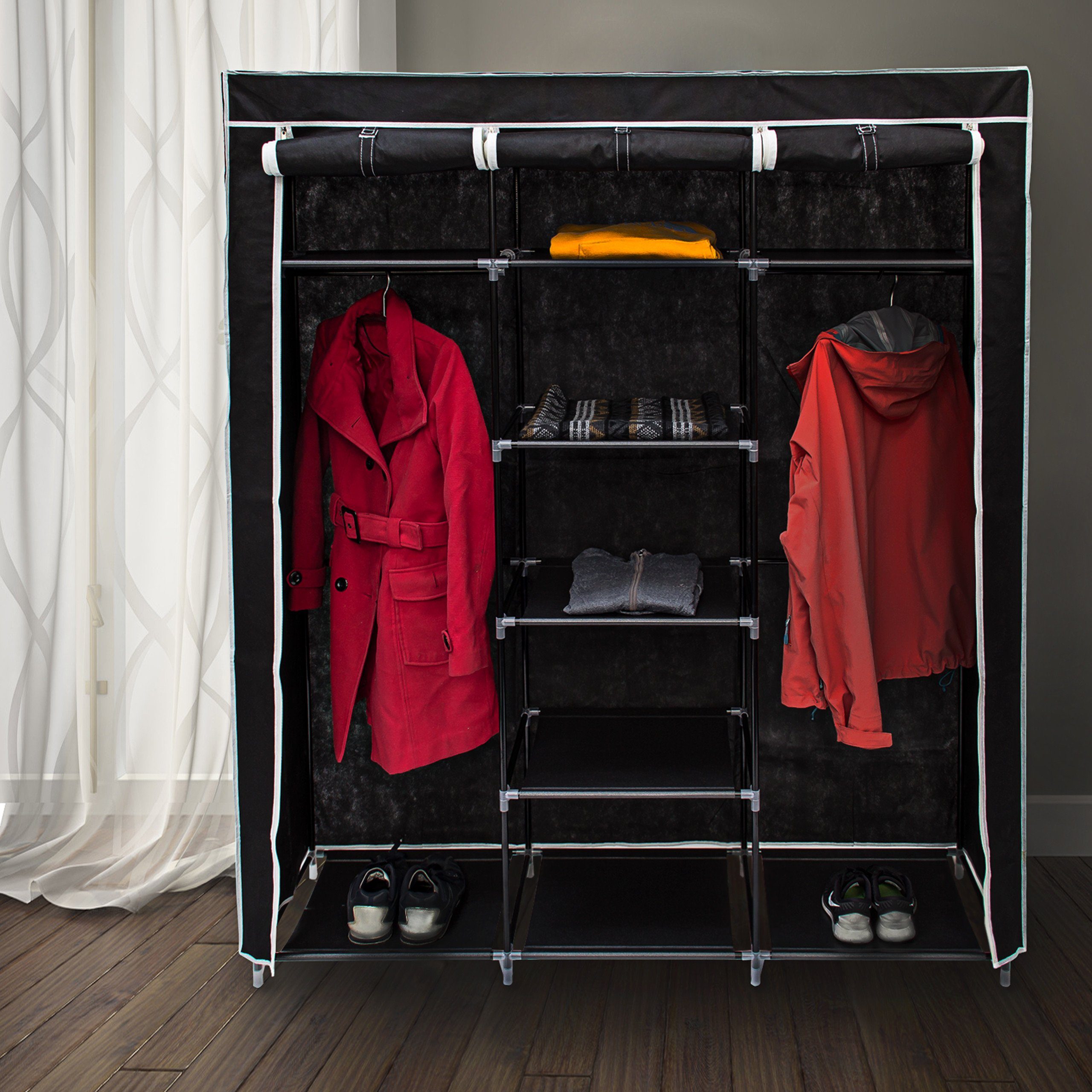 relaxdays Stoffschrank 1 x Stoffkleiderschrank XXL schwarz