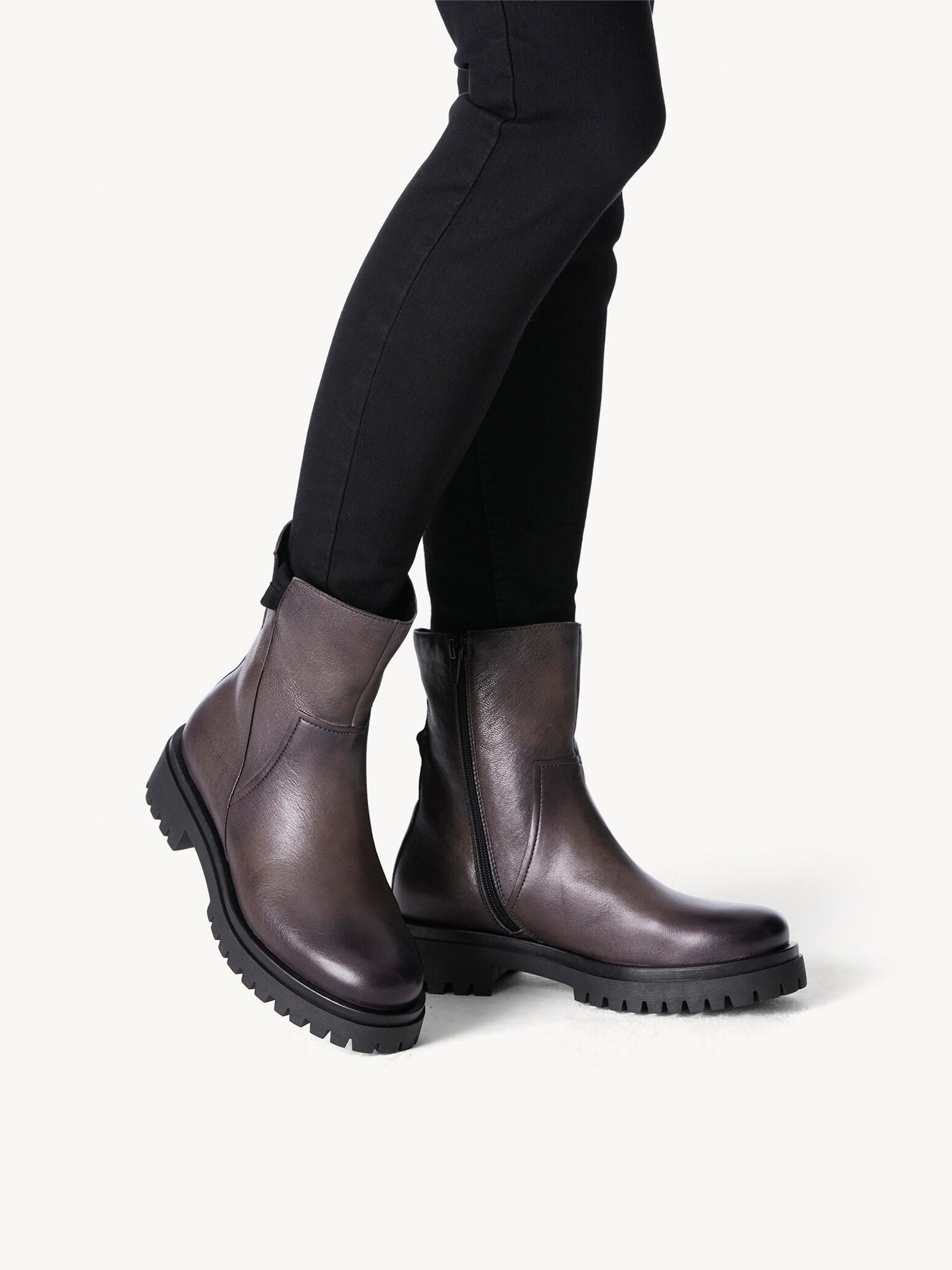 Bottine en cuir - gris
