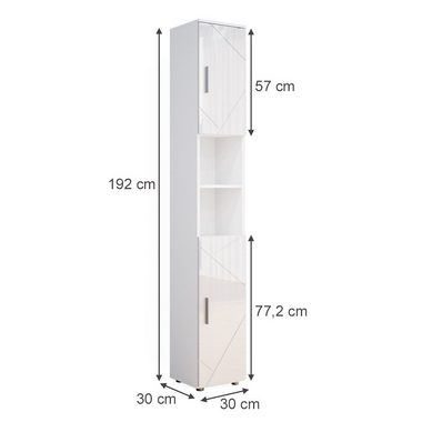 Vicco Hochschrank Badschrank Badezimmerschrank IRMA Weiß Hochglanz