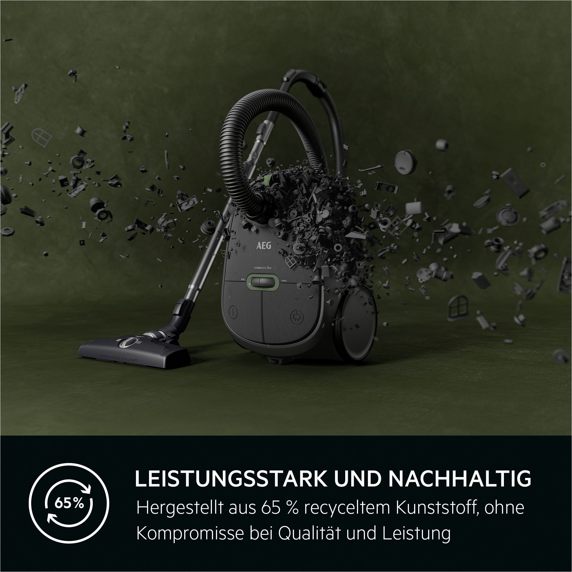 AEG Bodenstaubsauger CLEAN 6000 ÖKO (AB61C2ÖKO), 850 W, mit Beutel, hohe Saugleistung, inkl. Zusatzdüsen, 65 % Recyclingkunststoff