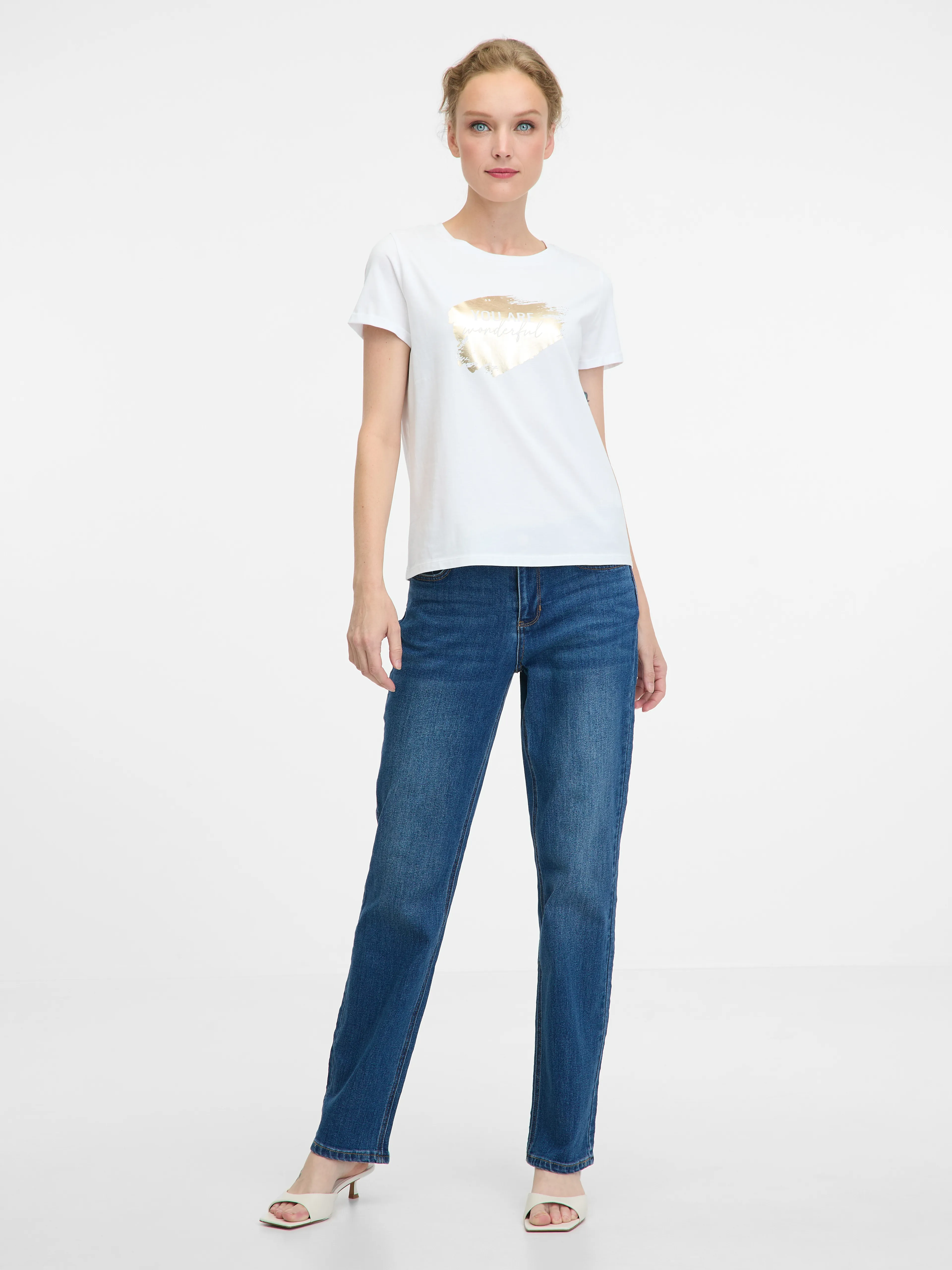 Weißes Kurzarm-T-Shirt für Frauen ORSAY