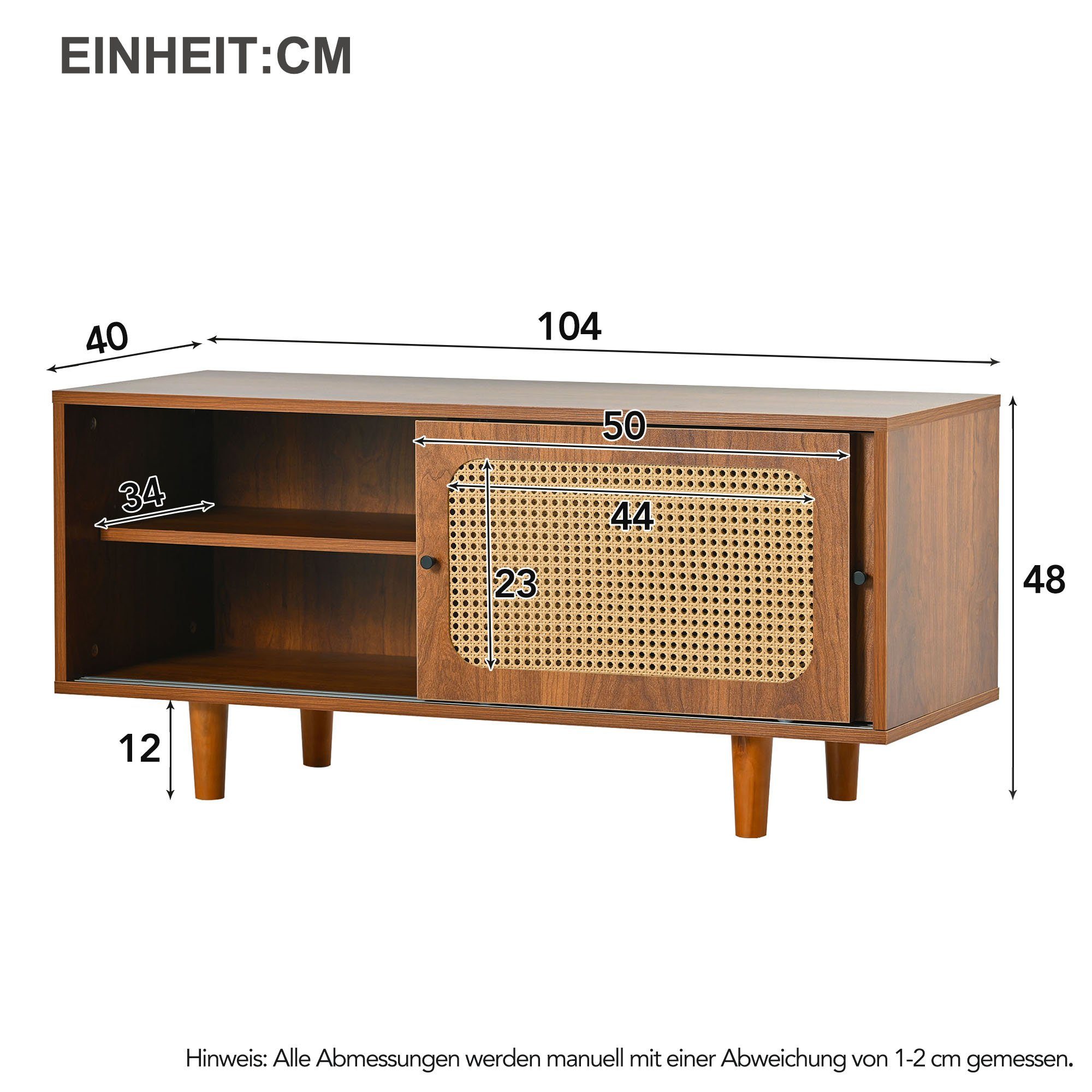 REDOM Schuhschrank (mit 2 Türen mit verstellbare Ablage Walnussfarbe formschöner Schuhschrank, Für Flur, Wohn- und Schlafzimmer) 104x40x48 cm