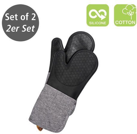 WENKO Topfhandschuhe Ada, (Set, 2-tlg), mit Baumwollinnenseite, 1 Paar, schwarz