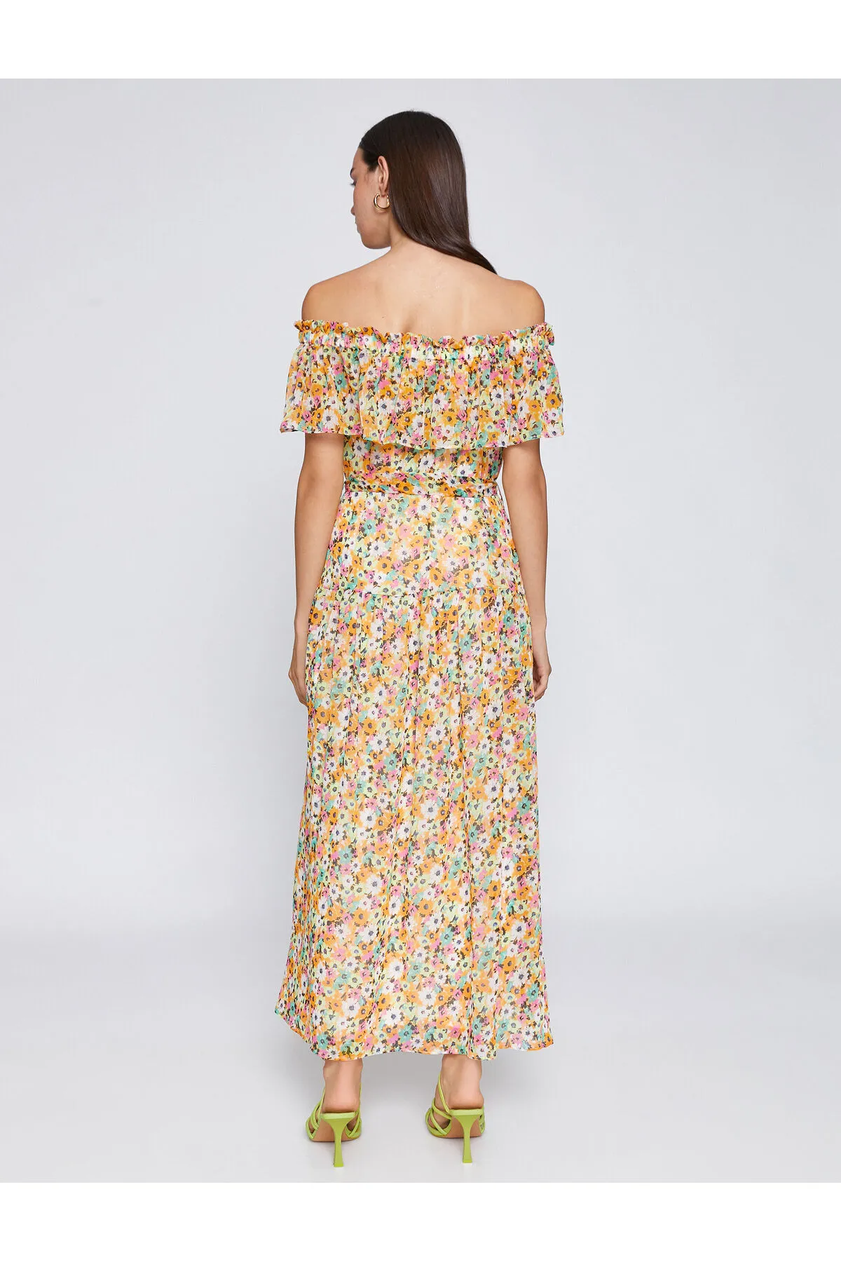 Koton  Langes, schulterfreies Kleid mit Blumenmuster