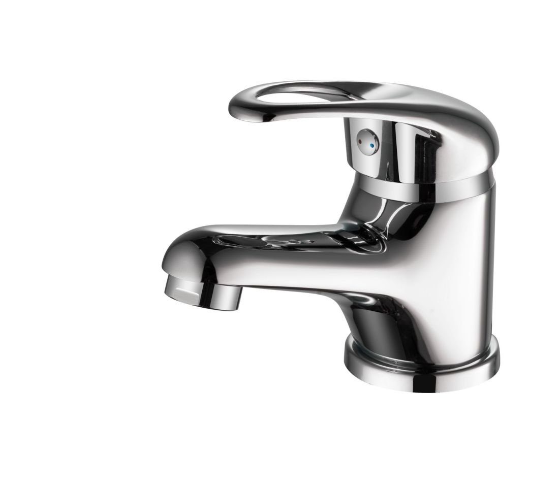 Tuganna Waschtischarmatur ND6111X Niederdruck Einhebelmischer Armatur Wasserhahn Chrom, Hebel offen