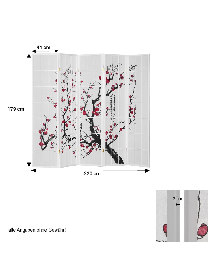 Homestyle4u 5-tlg. Paravent in Weiß 220x179 günstig kaufen onesize