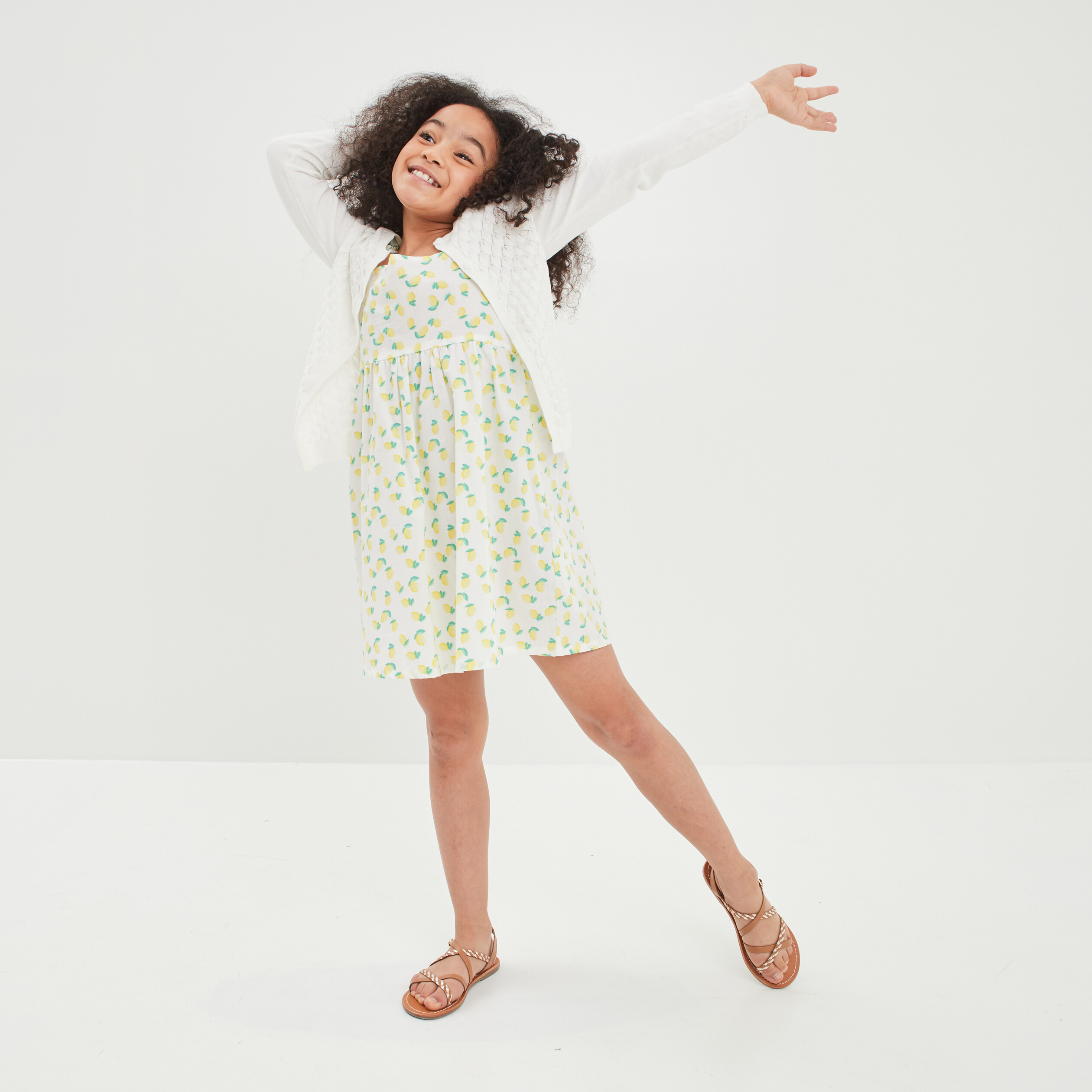 Robe évasée à bretelles croisées blanc fille | La Halle