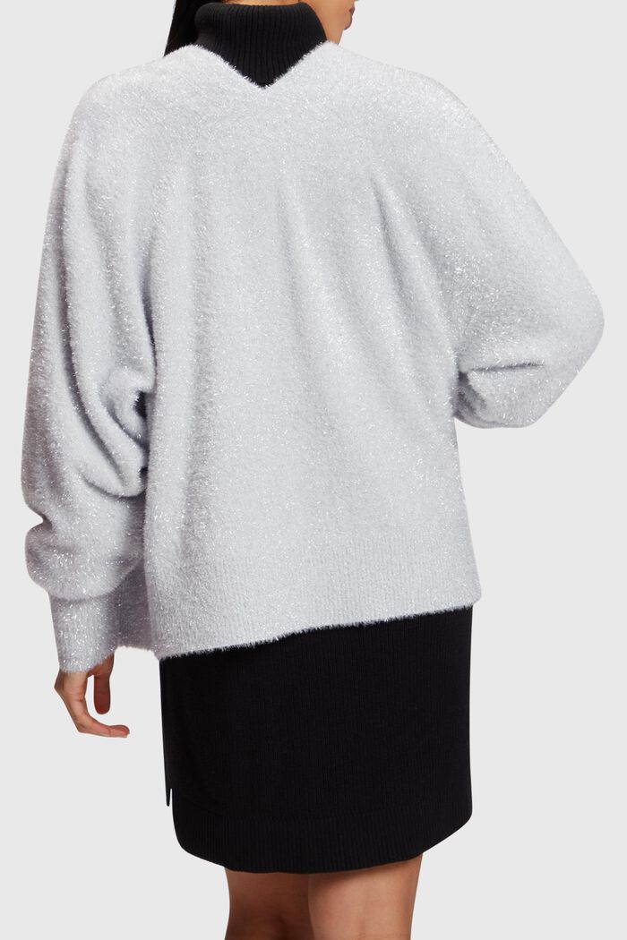 Flauschiger Oversize-Cardigan in Metallic-Optik