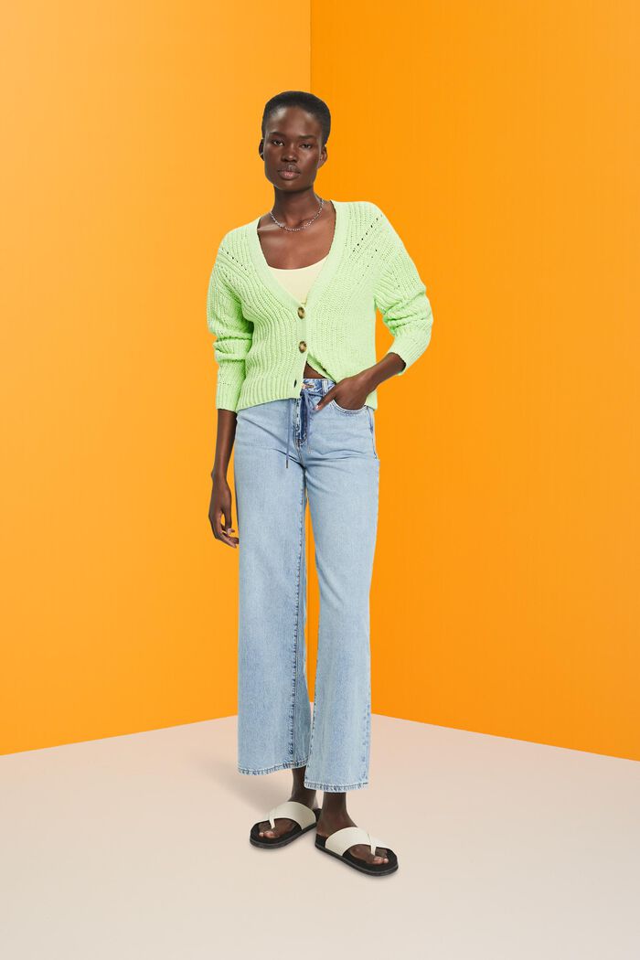 Jeans mit hohem Bund, weitem Bein und Schnürtel