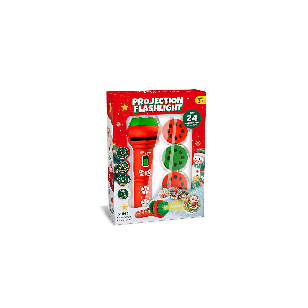 Projektor-Taschenlampe für die frühe Bildung von Kindern Kinder-Weihnachtsmann-Lernspielzeug mit leuchtendem Muster