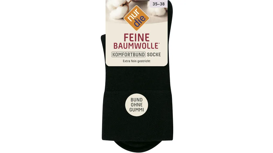 NUR DIE Damen Socken Feine Baumwolle Komfort 940 schwarz